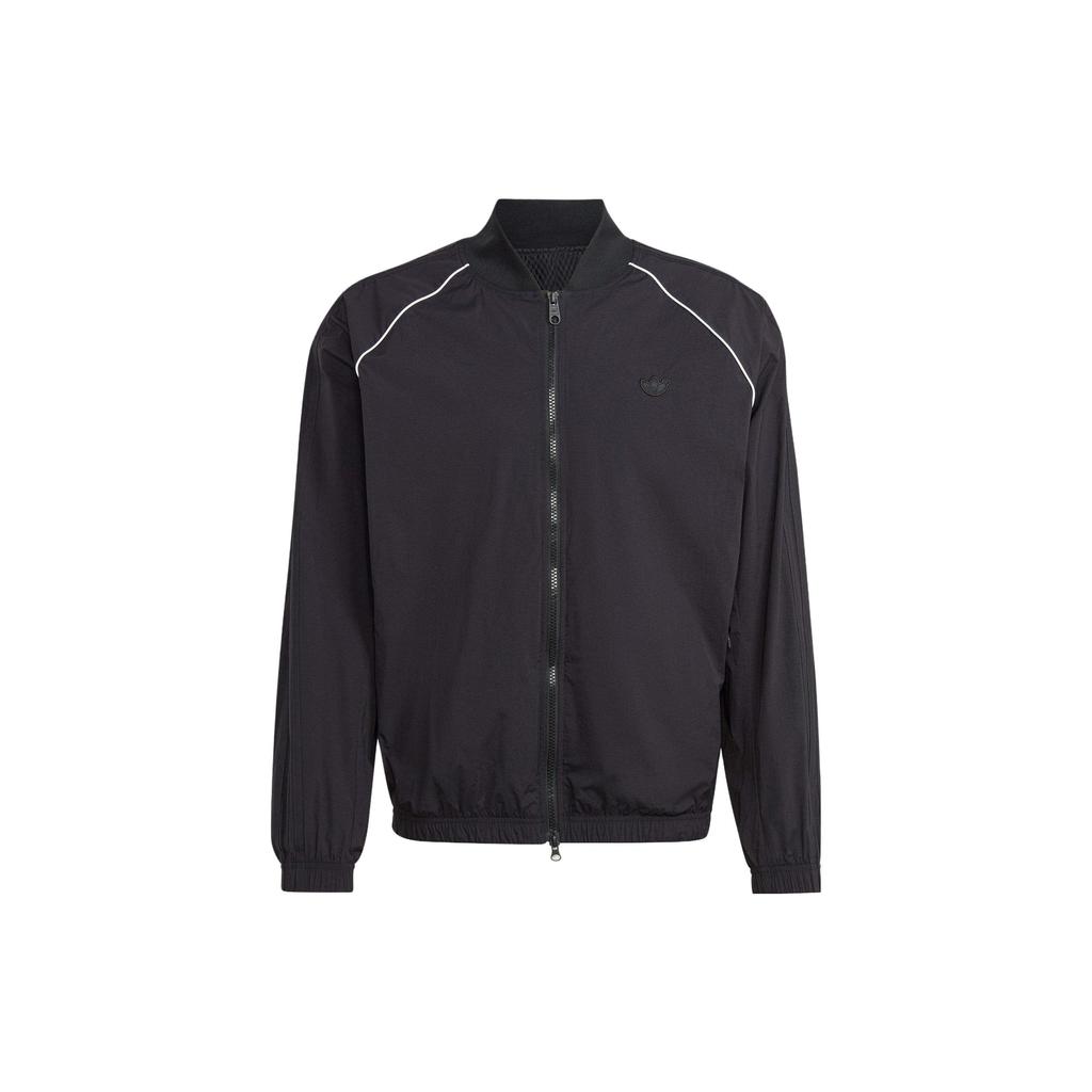 Adidas Originals Blue Version Sst Logo Zip Long Sleeve Jacket Men Jacket Black IJ7456