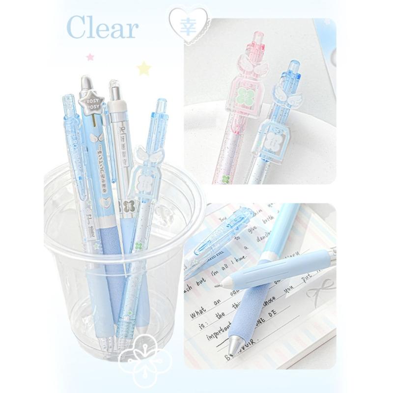 4PCS Ergonomic Handle Gel Inks Pen Refillable Retractable Gel Pen with Plastic Clip 0.5MM Black Inks for Office School