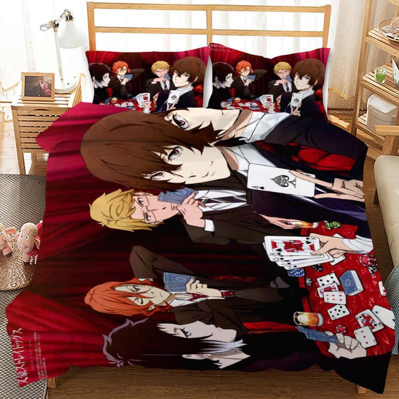 3D Tecknad Påslakan Set Bungo Stray Dogs  Tales of the Lost Sängkläder Set Påslakan Kuddfodral För Hemtextilier
