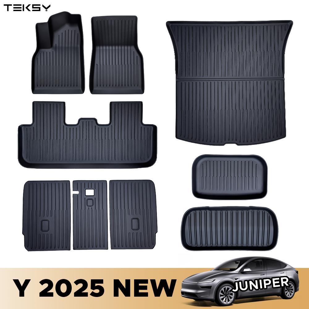 For New Tesla Model Y Launch 2025+ Juniper TPE Floor Mats & Cargo Liner All Weather Trunk Mats Floor Liner Seat Backrest Mats