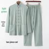 Men's Retro Chinese Style Tang Suit - Cotton and Linen Long-Sleeved Zen Top for Tai Chi.