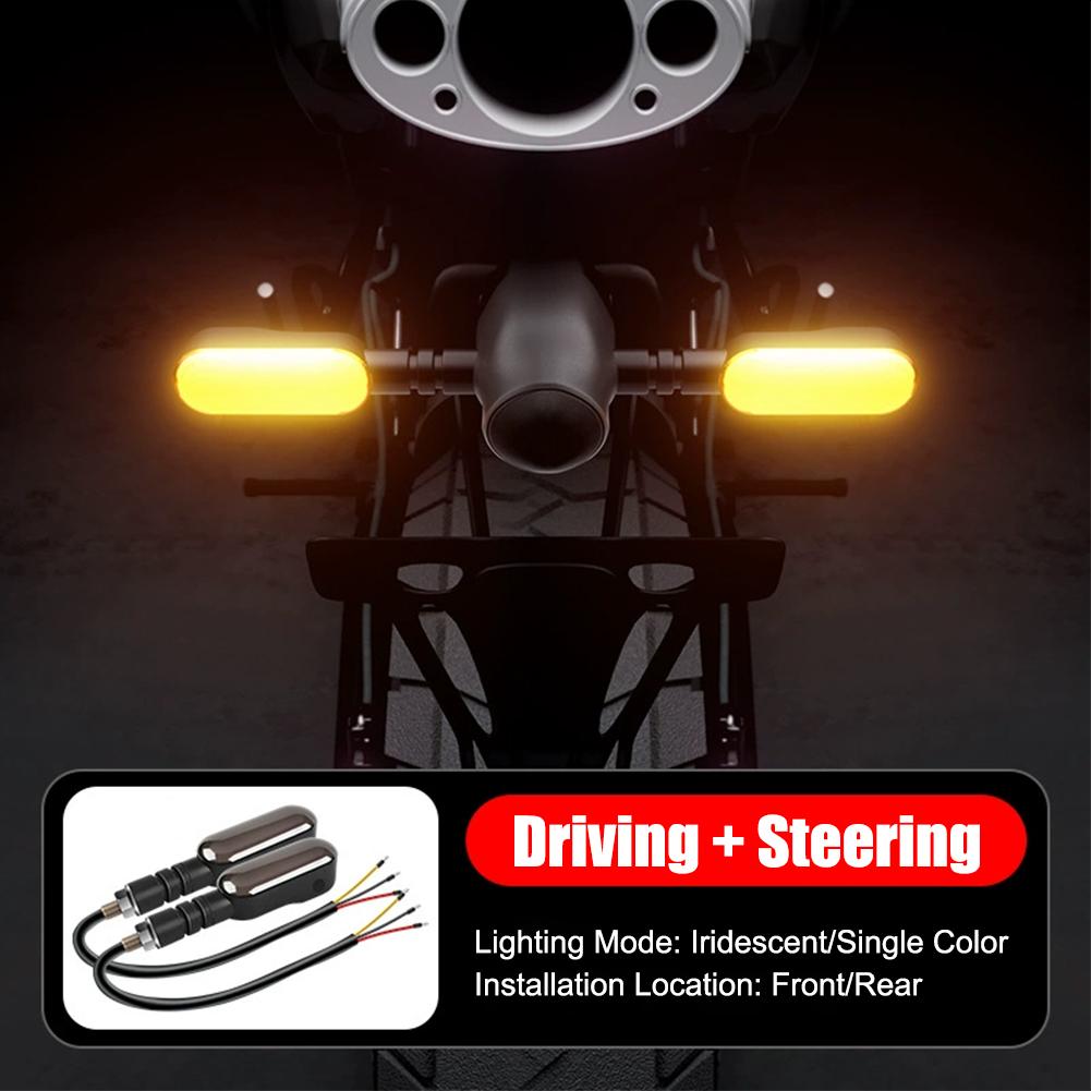 1Pair Motorcycle LED Turn Signals  Flowing Dynamic Blinkers High Brightness Waterproof Projection Turn Light for Motorbike