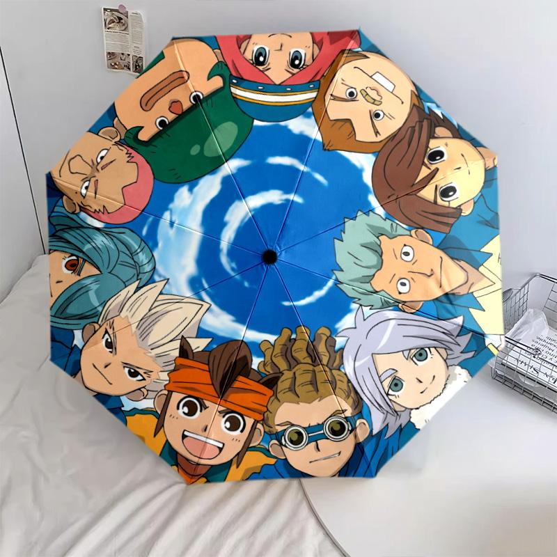 Inazuma Eleven  pattern, automatic folding umbrella, portable and foldable design, 8 ribs, a Christmas or birthday gift.