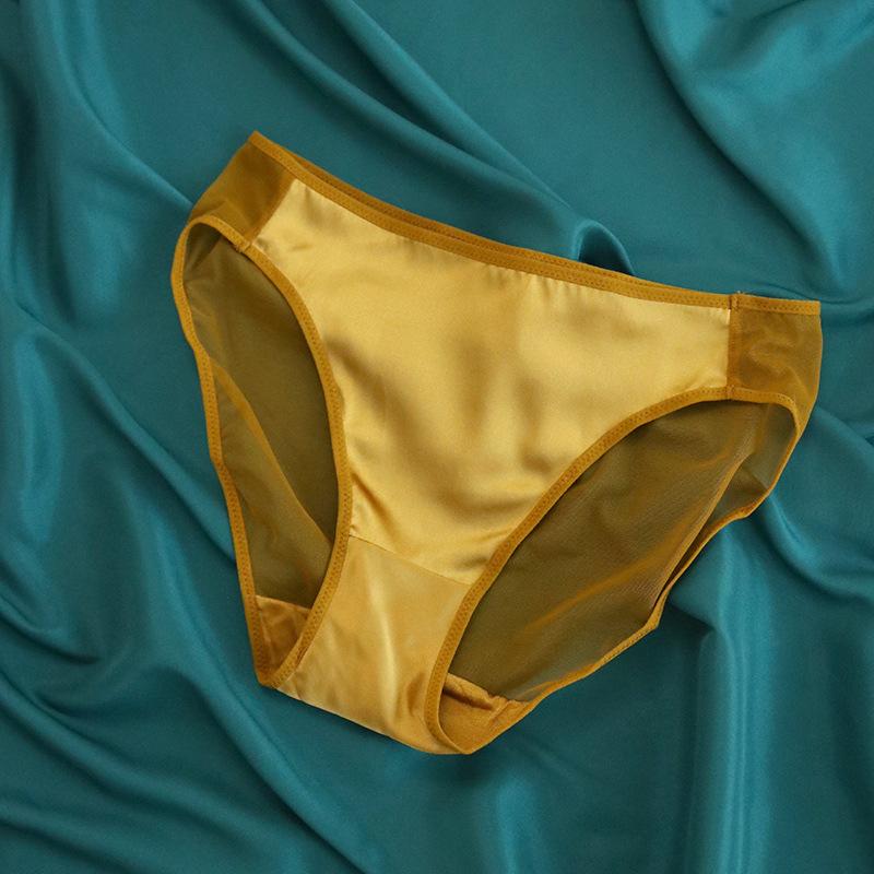 1 Pc Low Waist Sexy Lace Triangle Briefs Silky Smooth and High Elasticity Silk Home Underwear Briefs