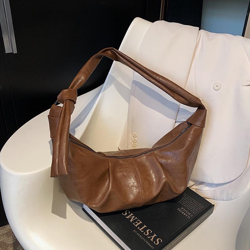 Lux Retro Soft Leather Pleated Dumpling Bag - Versatile Large Capacity Shoulder/Crossbody for Commuting