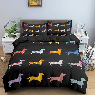 Dachshund Dog Bedding Set Cute Colorful Puppy Duvet Cover Cartoon Polyester Quilt Cover Pet Dog Home Textiles King Queen 2/3pcs