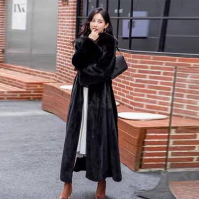 Winter Elongated Faux Fur Coat  Women Which Looks Thin Imitates A Mink Fur Coat Black Warm Comfortable Hooded Coat