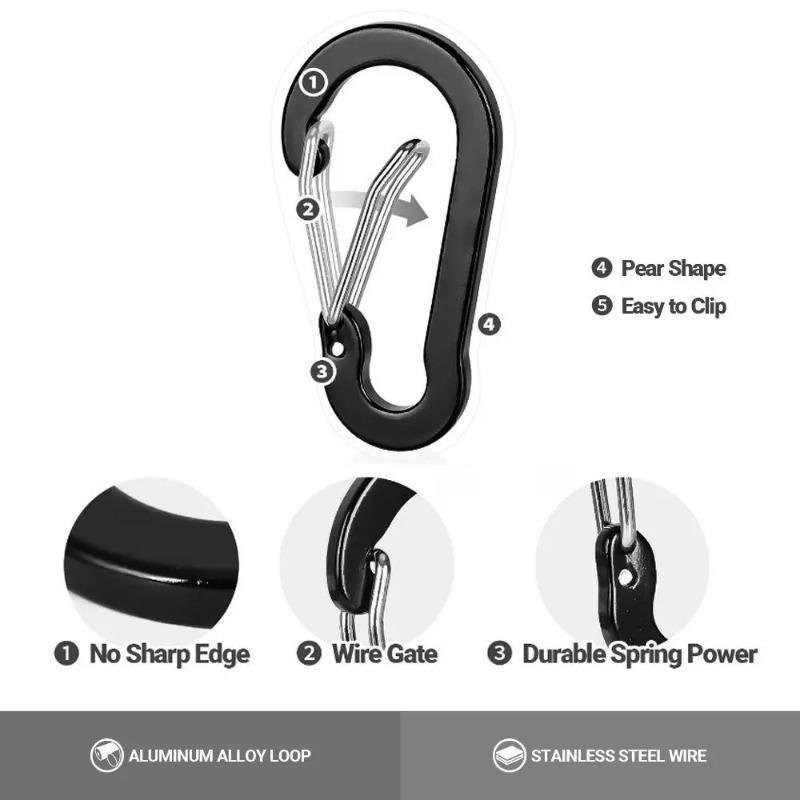 5 stuks Karabijnhaak Aluminiumlegering Sleutelhanger Slot Gesp Snap D-Ring Clip Outdoor Rugzak Kamperen Multitool Vissen Wandelen Haak