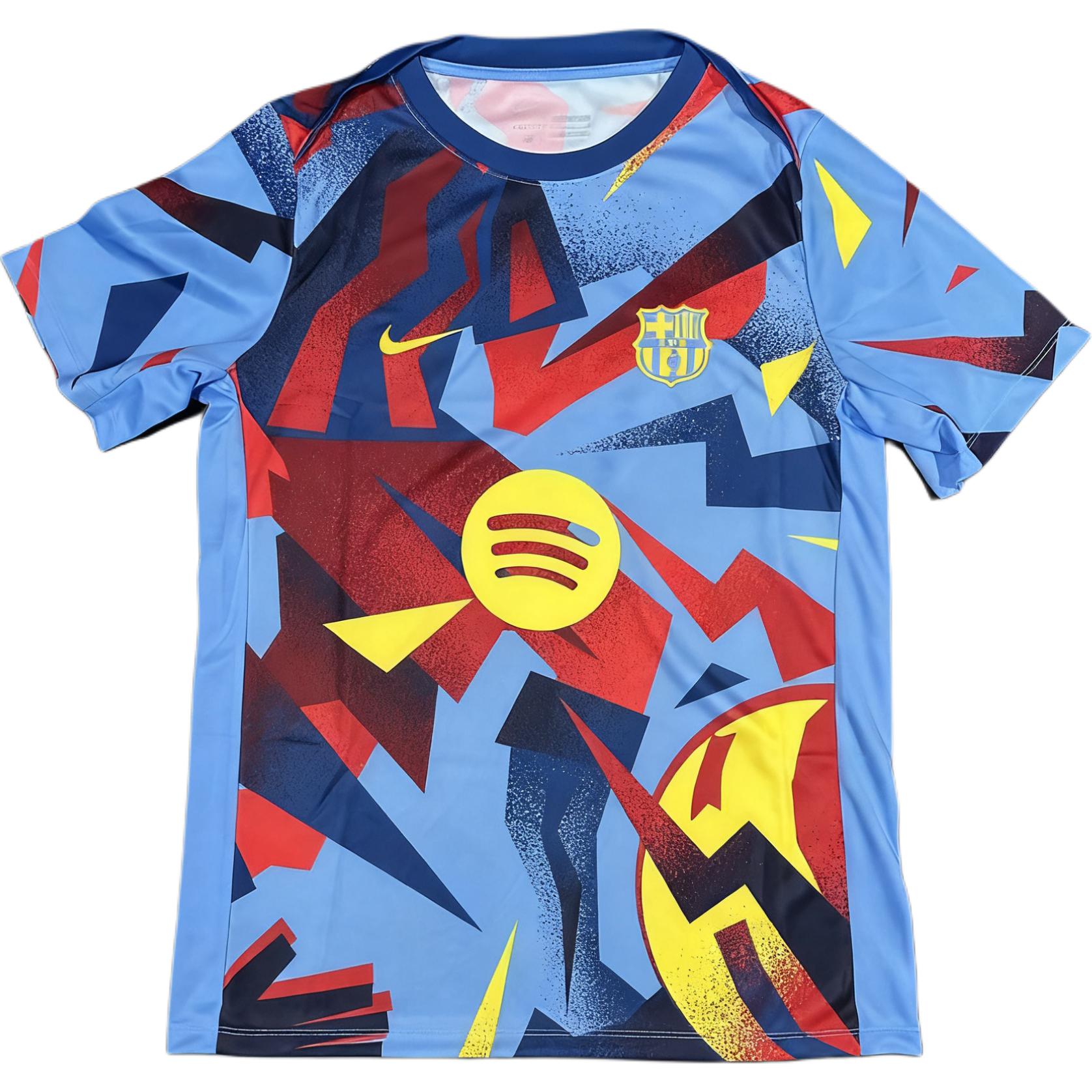 

Nike Барселона 2025-26 Гостевая версия для болельщиков Логотип Буквы Круглый вырез Короткий рукав Футбольная футболка Унисекс топы FZ1338-413 M