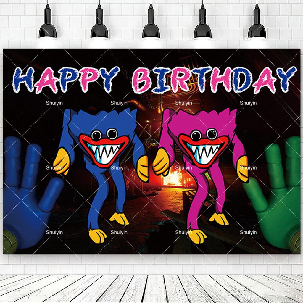 Hot Game-P&Poppy-Playtimes Backdrop Kids Birthday Decorations Party Supplies Baby Shower Banner Horror Festival Decor Props Gift
