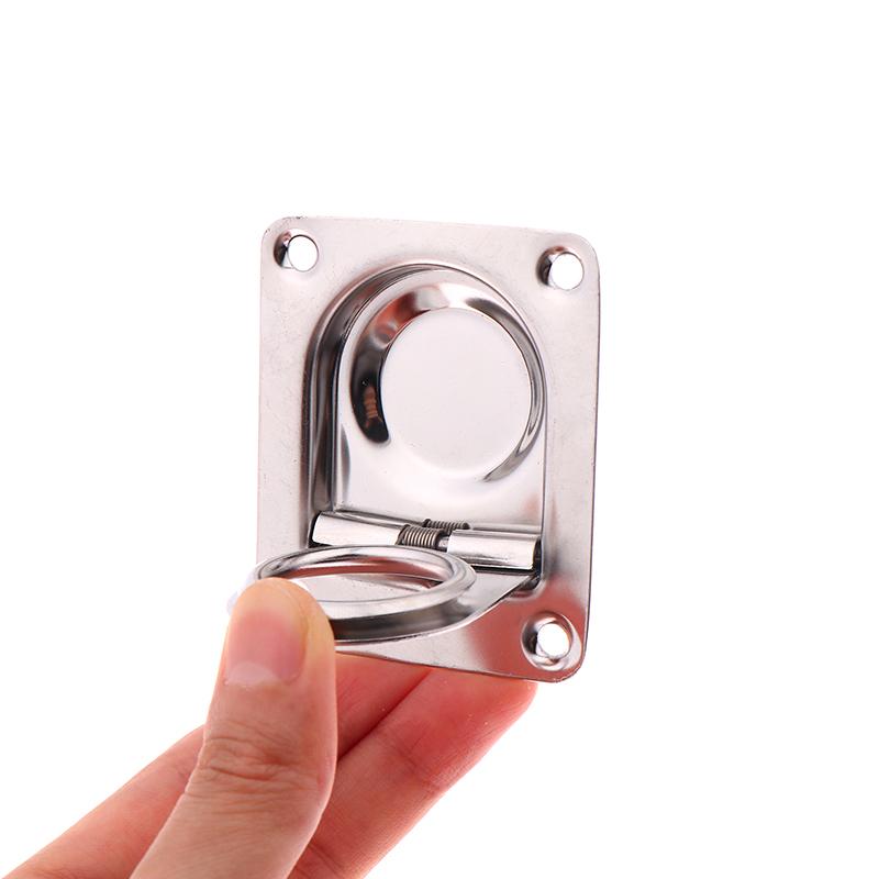 1Pc 65X56Mm Stainless Steel Square Pull-Ring Springloaded Boat Deck Hatch Pull Flush Mount Hardware Cabinet Recessed Rings Pull