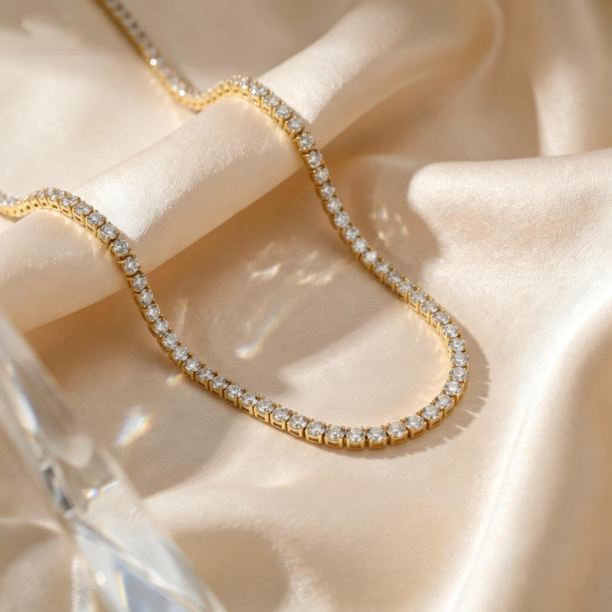 

2mm/3mm Luxury Tennis Chain Necklace Shiny AAA Zircon Stainless Steel Choker Necklace for Women Exquisite Fashion Jewelry Gifts 2mm Width&40cm-45cm