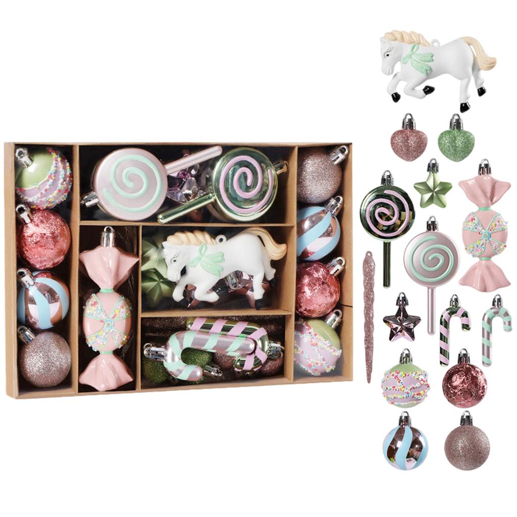 32PCS Christmas Ornaments Ball Decorations - Dessert Pendant Tree Candy Set For Wedding Decoration Holiday Birthday Party