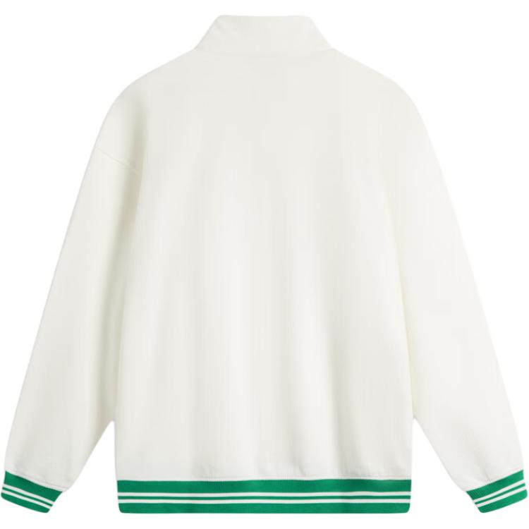 Li Ning Comfortable Casual Stand Collar Sweatshirt Men Sweatshirt Off-White AWDU649-1