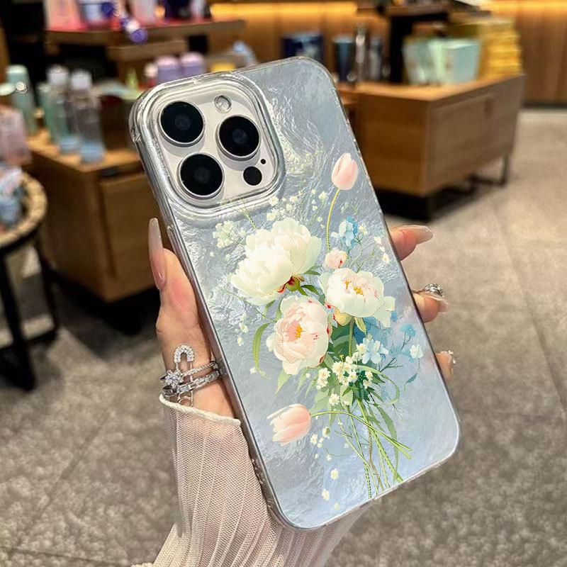 Cute Girl Style White Bouquet Trendy Hard Phone Case Compatible For Apple Iphone