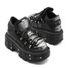 Gothic Ankle Rock Boots New Punk Style Women Shoes Lace-up Heel Height 6CM Platform Shoes Woman Metal Decor Woman Sneakers