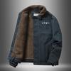 Abrigo corto de lana de cordero para hombre, chaqueta bomber de invierno con cuello de piel gruesa y felpa de algodón