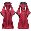 Medieval Multi-Color Women's Retro Lapel Tailcoat Dress with Irregular Hem