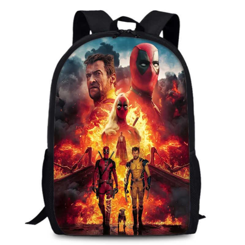 Deadpool Wolverine Backpack 15 Inch Anime Cartoon Lightweight Schoolbag