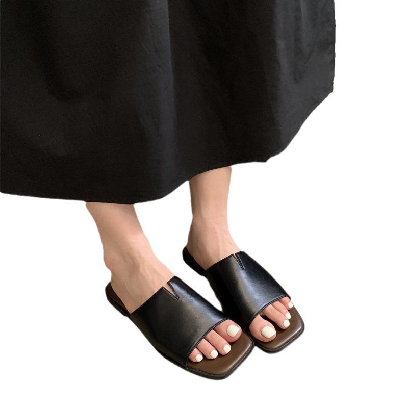 35-45 Foreign Trade Flat-bottomed Comfortable Open-toed Slippers Large Size Summer Popular Fish Mouth Cool Slippers Beach Sandals