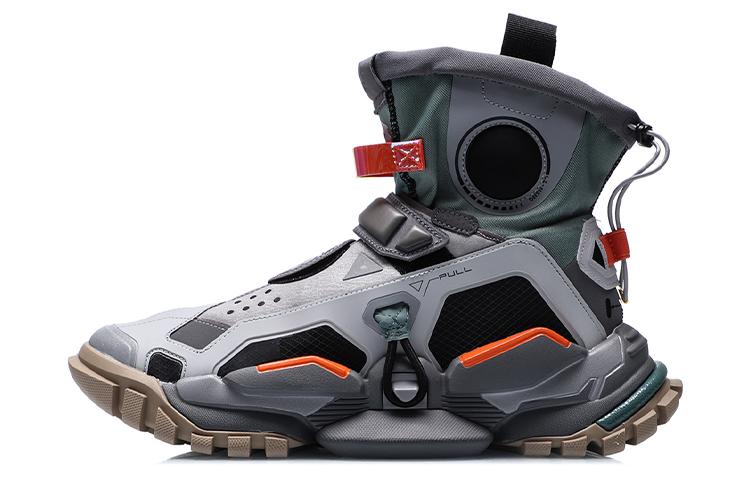 Высокие винтажные баскетбольные кроссовки Li Ning, унисекс, серые, AGBQ108-5 36