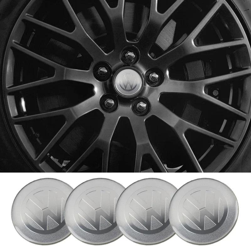 4Pcs 56mm Car Wheel Stickers Center Hub Cap For Volkswagen GTI R-Line R Polo T5 Golf Passat Scirocco Car Emblem Badge Decal