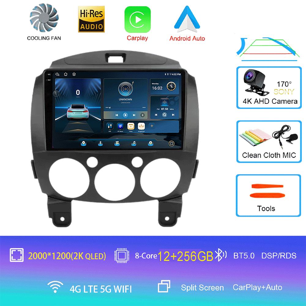 Android 14 Car Radio Multimedia Player For MAZDA 2 Mazda2 2007 2008 2009 2010 2011 2012 2013 2014 GPS Navi 2 Din Autoradio QLED