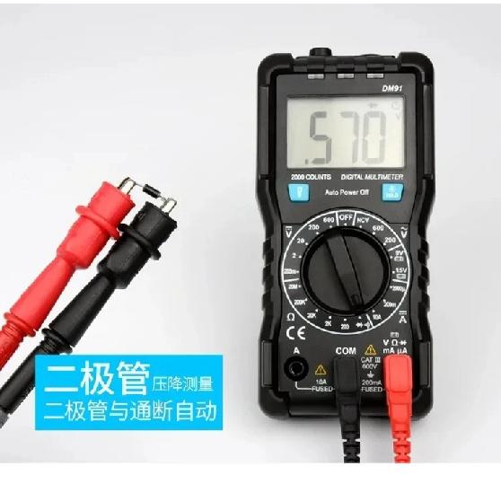Mini Digital Multimeter9999 Counts True RMS Auto Range AC/DC Volt Amp Ohm Diode Continuity Capacitance Tester DM91A