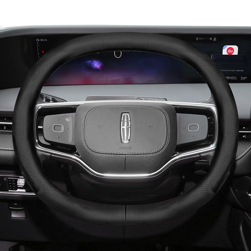 For Lincoln Z MKZ MKT MKC MKX MKS Navigator Aviator Nautilus Corsair Continental Leather Breathable Car Steering Wheel Cover