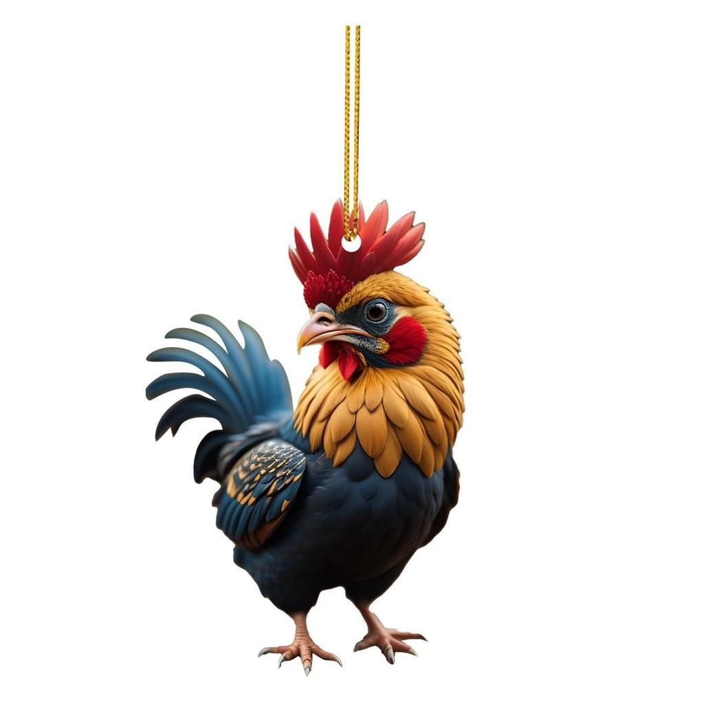 Acrylic Christmas Festive Chicken Car Charm Perfect For Enhancing Holiday Atmosphere Home