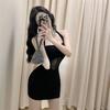 Summer Sexy Off-shoulder Halter Dress for Women, Korean Style Design Backless, Tight Fit, Slimming Hip-hugging Dress