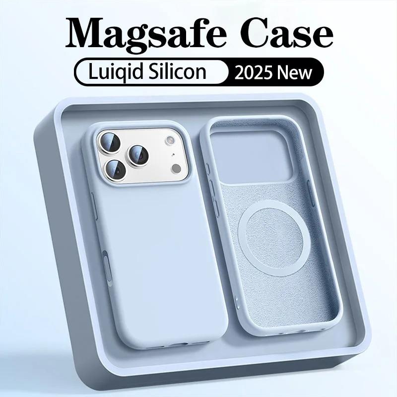 

Official Original Liquid Silicone Magnetic Phone Case For iPhone 17 Air 16 15 14 Plus 13 12 Pro Max 17Pro For Magsafe Soft Cover iPhone 15
