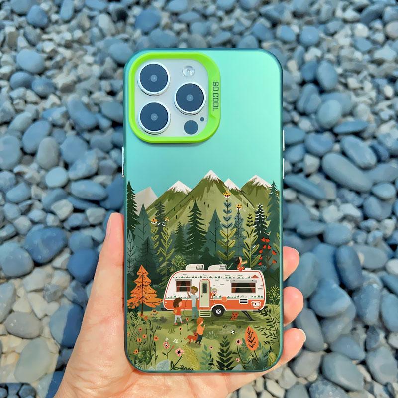 

Summer Tourist Scenery Recreational Vehicle Phone Case For iPhone 12 11 14 Pro Max 16 15 13 Mini Pro Max 15 14 Plus Laser Covers iphone 13Mini