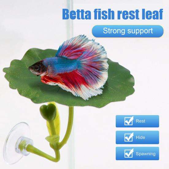 5 Pcs Betta Fish Leaf Pad with Suction Cup Plastic Plants Resting Hammock Fish Tank Accessories Aquarium Decor for Natural Habitat Spawning Breeding