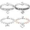 4 Pcs Pearl Dog Collar Necklaces Small Dogs Cats Rhinestones Collar Necklace Set, Crystal Pet Puppy Necklace Adjustable Jewelry for Pet