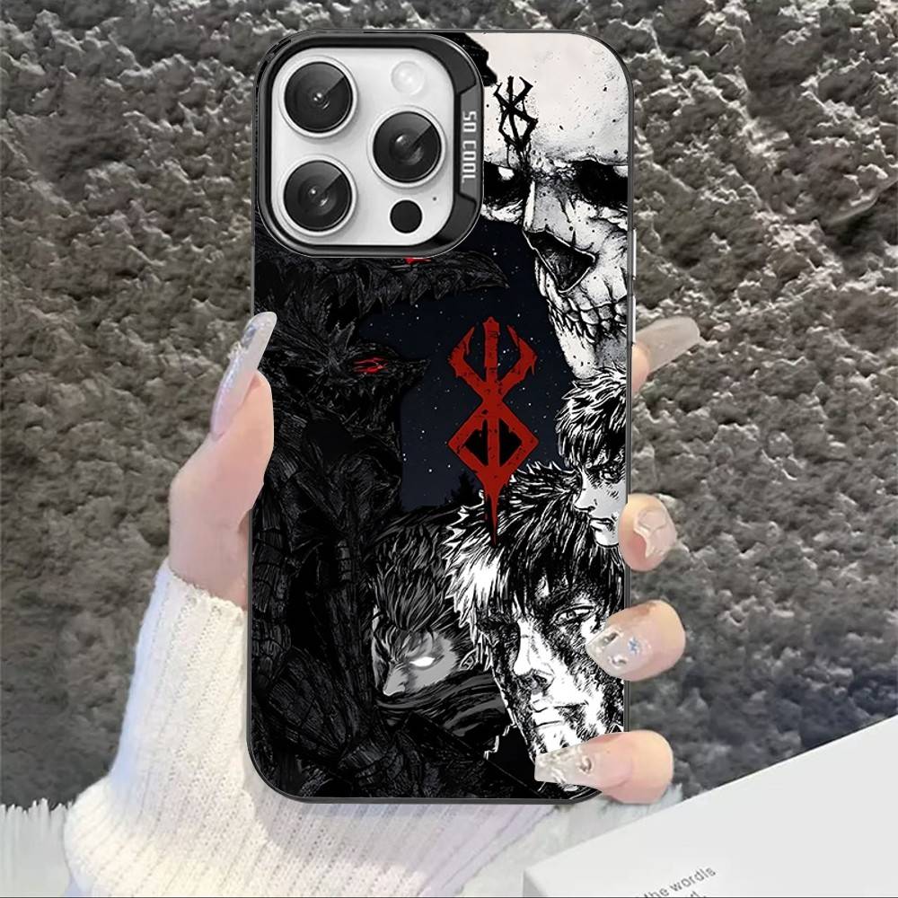 

New Berserk Guts Plating Phone Cover For IPhone 16 15 14 13 12 11 17 Pro Max Plus Color Silver Shell iPhone 14 pro