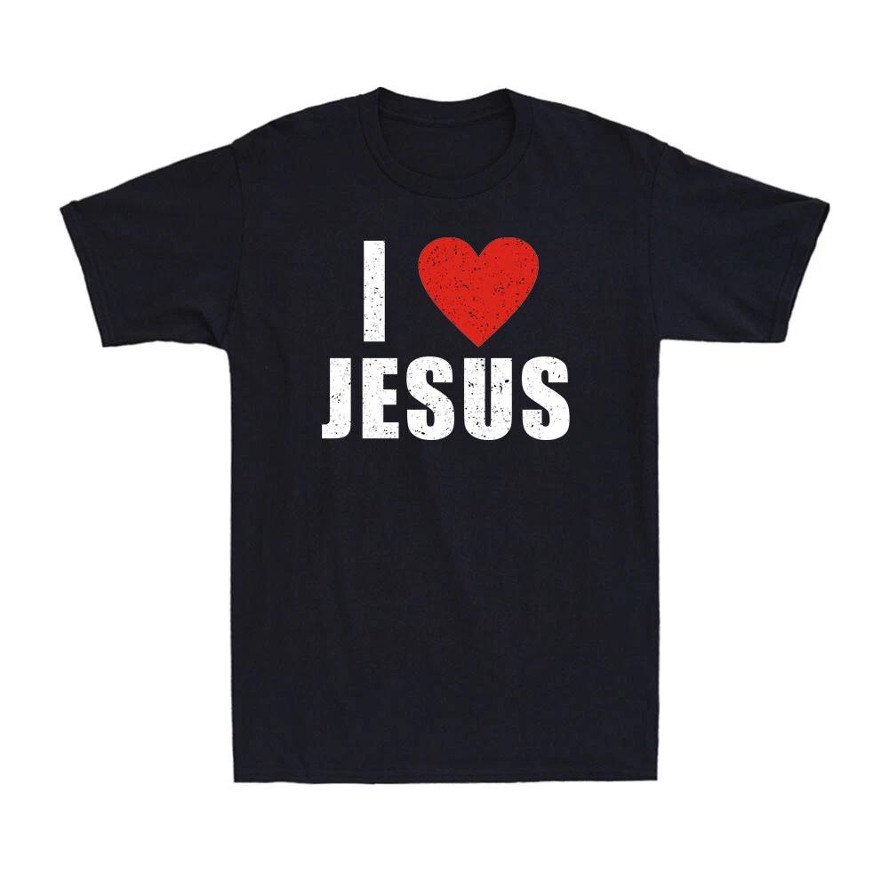 I Love Jesus Red Heart Funny Christianity Faith Gift For Christian Men s T-Shirt L