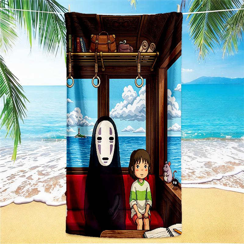 1pz Asciugamano da Spiaggia Avventura di Totoro Vicino, Asciugamano da Spiaggia Assorbente ad Asciugatura Rapida, Asciugamano da Spiaggia per Sport all'Aperto Nuoto, Morbido e Confortevole Y7186