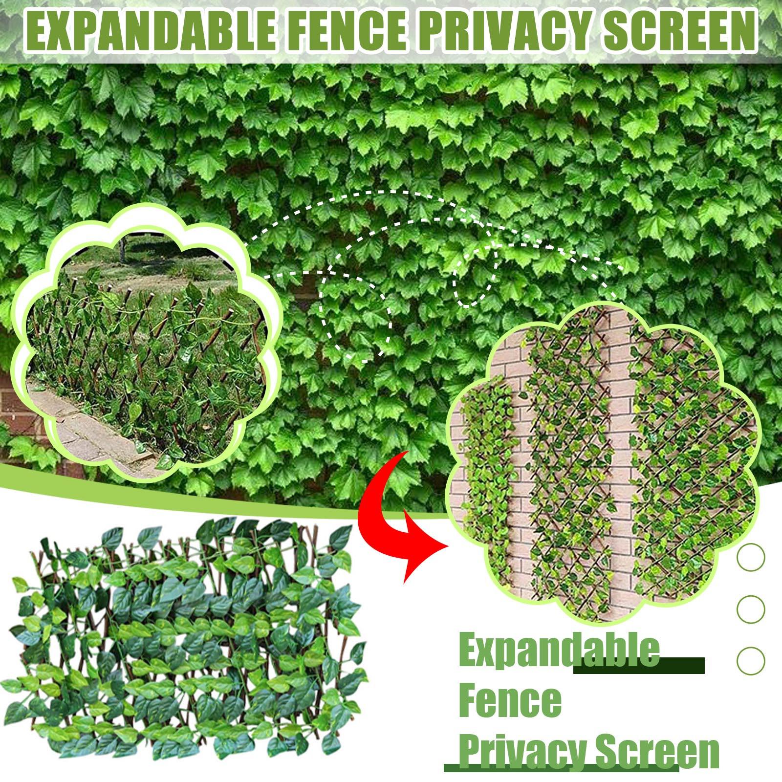 Retractable Artificial Privacy Fence Faux Ivy Leaf Hedges Fence Indoor Outdoor Garden Deck Balcony Screen Garden Home Decoration
