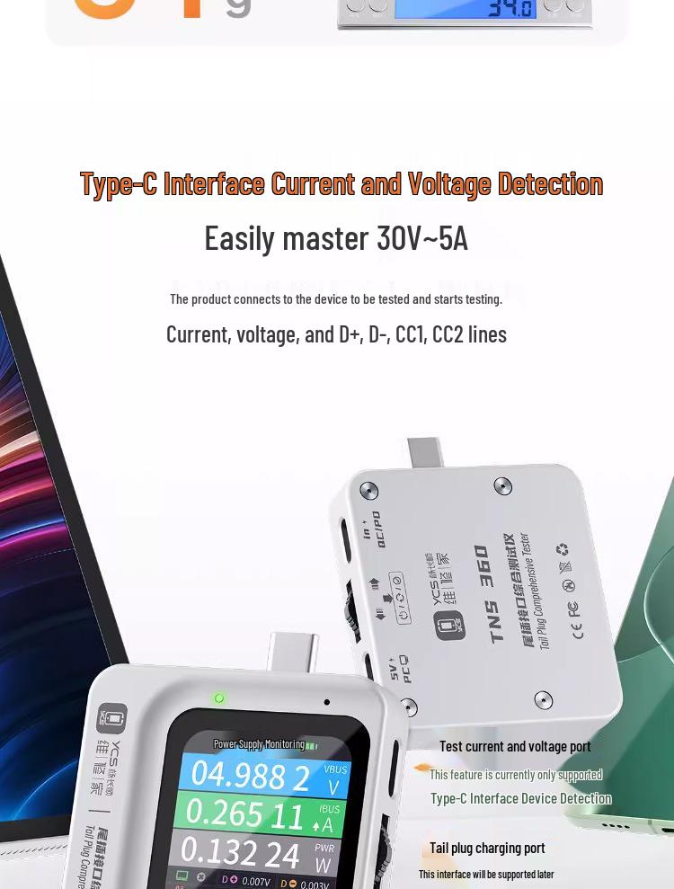 TNS360 Mobile Phone Tail Plug Tester - 3-in-1 Auto Scan Detection (30V)