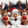 Christmas Creative Wall Sticker Removable 3D Effect Christmas Cartoon Decals Santa Reindeer Living Room Stickers for Dorm Office