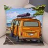 Pillowcase Happy Camper Cartoon House Travel Car Cushion Cover Sofa Home Super Soft