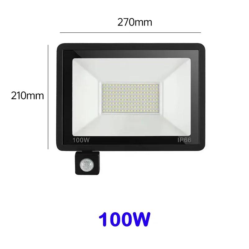 LED Floodlight 200W 150W 100W 50W 20W 10W PIR Motion Sensor IP66 Waterproof 220V Hanging Exterior Outdoor Wall Lamp Spotlights