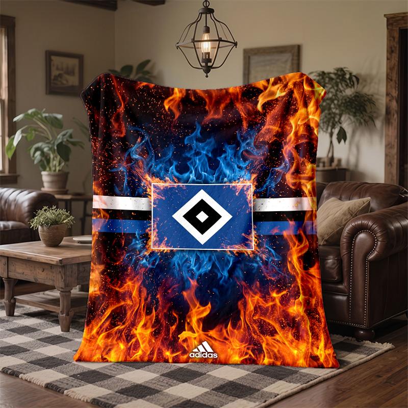 Coperta in Flanella con Stampa Calcio Hamburger SV Morbida Calda Coperta da Divano Letto per Casa Ufficio Camera da Letto