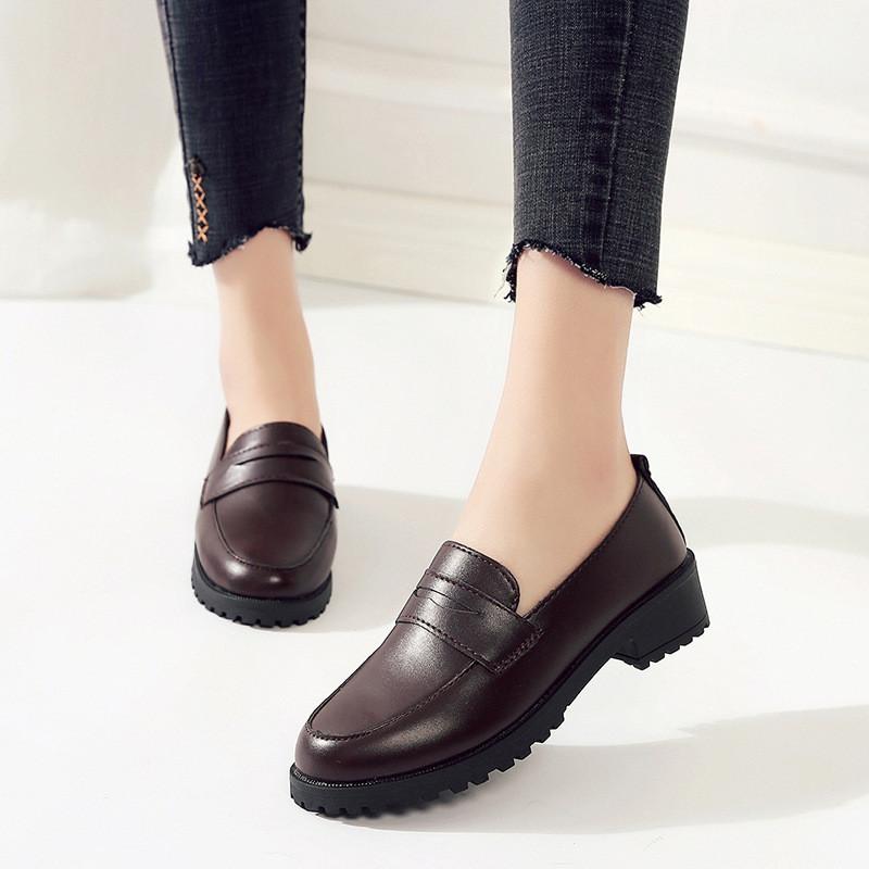 Womens Loafer Sneakers With Low Block Heel For Casual Daily Wear