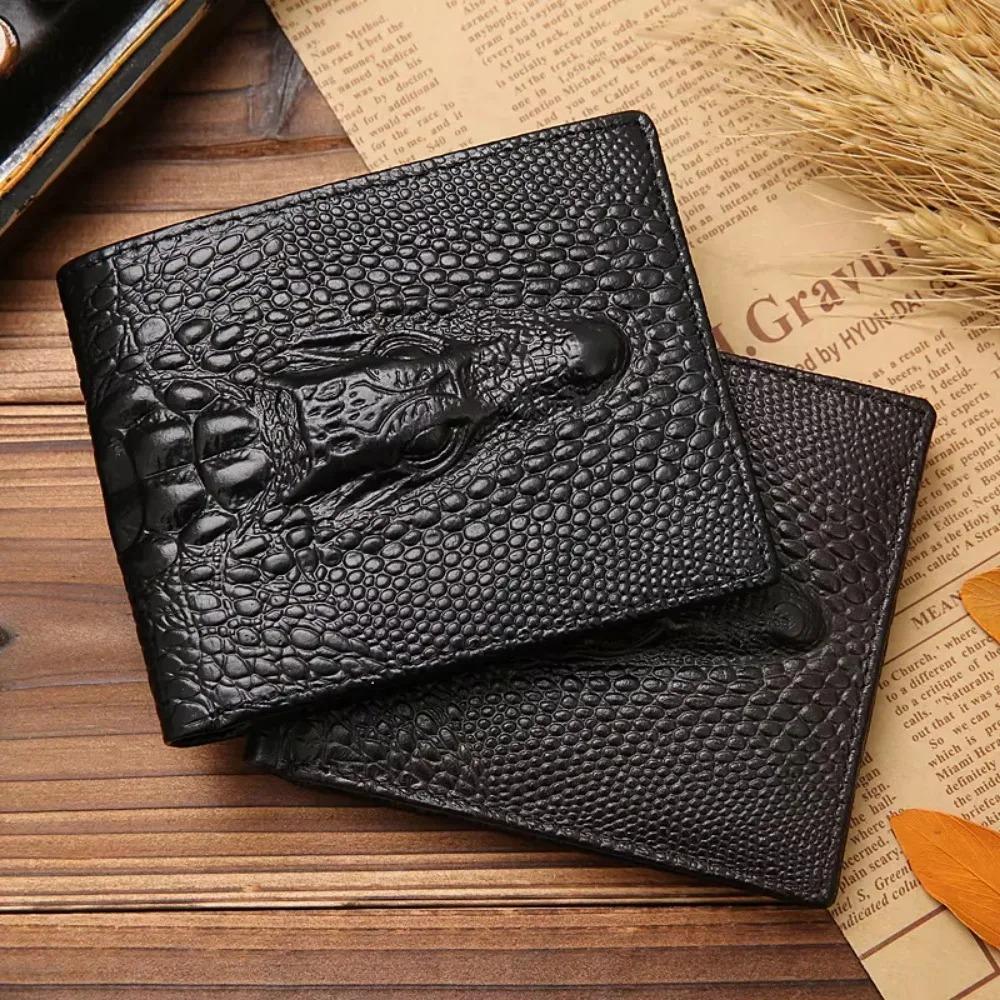 Crocodile Skin Wallet Men PU Leather Small Zipper Short Men Wallets Credit Card Holders Coin Pocket Purse Alligator