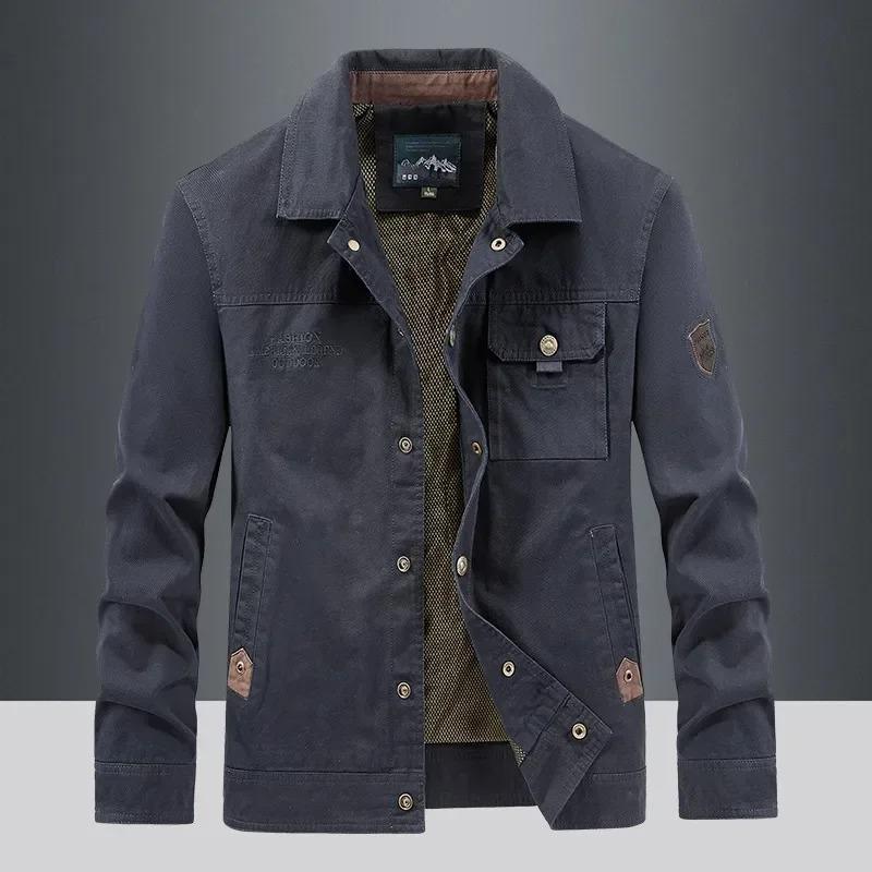 Retro Waterproof Tactical Jacket Men Spring Autumn Multi-pocket Wear-resistant Windbreaker Coat Military Thin Cargo Jackets