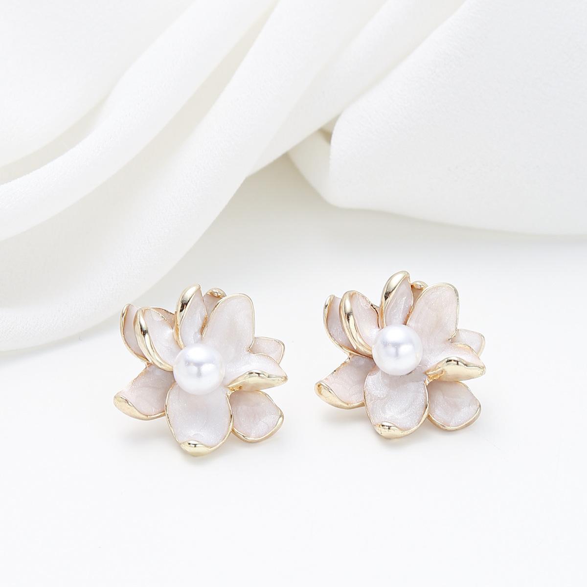 

Серьги-гвоздики в виде цветка индивидуальный дизайн тычиночный дизайн инкрустированные жемчужные серьги легкие роскошные серьги