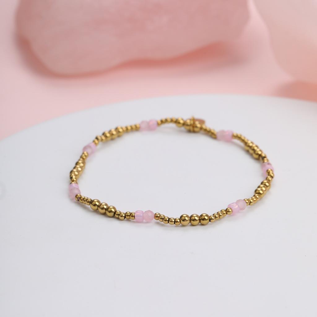 GEMCHIC Women's Multicolor Beaded Stackable Bracelets Set with Gold Butterfly Charm, Natural Stone & Stainless Steel Boho Wristband Jewelry