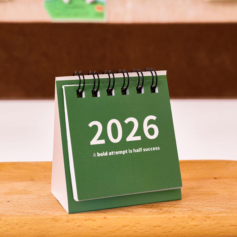 2025.6-2026.12 Mini Simple Calendar Creative Coil Calendar Planner Small Desk Calendar Desktop Decoration Office Stationery